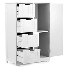 Festnight Armadietto Bagno | Armadietto Autoportante da Bagno con 4 Cassetti e UnAnta, Ripiano Regolabile, per Bagno, Soggiorno, Cucina, Corridoio, Bianco