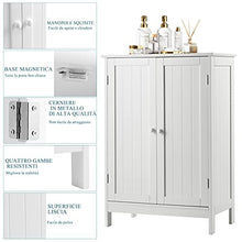 RELAX4LIFE Mobile Bagno a Terra, Armadietto Sotto Lavabo, Mobiletto Ingresso Doppia Anta, Universale Multiuso, in Legno Impermeabile e Anti umidità, Grande capacità per Cucina, Soggiorno, Bianco