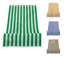 Tenda da Sole in Tessuto Resistente cm 140x300 100% Poliestere con Anelli Dis.1 Verde e Bianca