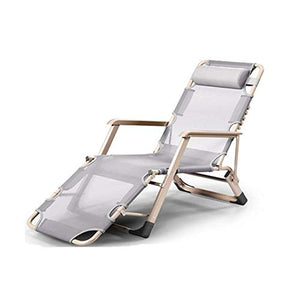 Hfyg Lettino Prendisole Patio sedie reclinabili all'aperto Spiaggia Prato Campeggio Portatile Sedia Pieghevole casa Lounge Sedia a Sdraio Supporto 200 kg Chaise Longue (Color : Gray)