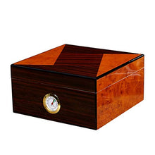 Scatola per Sigari in Legno di Cedro Humidor Scatola per Sigari Portatile Scatola per Sigarette Cerniera in Metallo con Vernice per Pianoforte Doppia Ogni Zona con Umidificatore Termometro