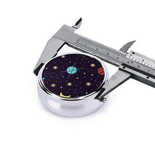 Contenitore portapillole a 3 scomparti, con pianeti, stelle e casco astronauta, kit da viaggio di lusso, in metallo, rotondo, argento, pillole, vitamine e olio di pesce