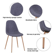 GOLDFAN Sedie da Pranzo Set Tessuto con 4 Sedie Sedia Lotto Soggiorno Ufficio Piedi in Metallo Sedile Morbido, Grigio