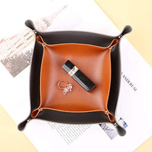 Vassoio portaoggetti in pelle Organizer per gioielli Snap Catchall Bowl Accessori Stoccaggio Vassoio ribaltabile EDC per comodino o ingresso per uomini o donne per viaggi, casa o ufficio