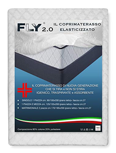 COPRIMATERASSO ELASTICIZZATO FLY 2.0 SPUGNA JACQUARD con angoli - MATRIMONIALE 2 PIAZZE