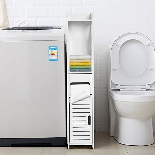 Armadietto da Bagno, Mobiletto per WC da Bagno, Armadio in Legno Bianco, Ripiano per Riporre i Fazzoletti, 80 x 15,5 x 15 cm