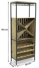 giordano shop Cantinetta Portabottiglie 60x30x160 cm con Portabicchieri in Ferro e Legno Rex Nera