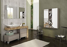 Dafne Italian Design Mobile da bagno Veletta legno natural c/lavabo - Misura: L.135 P.50 cm - Laccato Canapa Opaco e Massello di Abete - Top in legno Massello di Abete, lavabo in ceramica