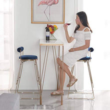 DFREW Sgabelli Sedia da Pranzo Sedie per la Cucina Sgabello Alto Flanella Imbottito Schienale | Pub | Colazione Sgabello | Gambe Metallo Dorato | Carico Massimo 150Kg,Blu,65 cm