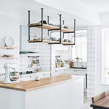 Porta bottiglie da vino Mensola a soffitto Portabottiglie a 2 livelli Rack di stoccaggio decorativo a sospensione Mobiletto pensile in ferro battuto in legno LOFT Retro Industry per Ristorante/ Bar/ C