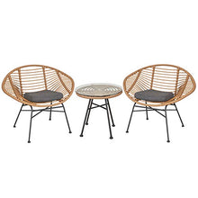 Set di Mobili da Giardino per Esterni, Sedia in Rattan in Stile Nordico con creatività Set da 3 Pezzi Set di Mobili per Conversazione in Vimini da Giardino per Tutte Le Stagioni,Beige