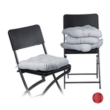 Relaxdays 10020805_111 Set 4 Cuscini per Sedia Imbottiti, Nastri, 40x40 cm, Casa e Giardino, Spessore 10 cm, Poliestere, Grigio