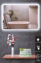 Mr. Claymore, specchio da bagno con illuminazione, 60 x 80 cm, specchio da parete con interruttore touch, specchio con illuminazione, specchio grande, specchio a LED, Bathroom Mirror