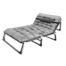 XUSHEN-HU Sedia Pieghevole Heavy Duty con Cuscino, Grigio Extra Largo Sdraio for Il Campeggio Esterno, 350kg
