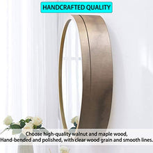 BIGYOUZI Armadio a specchio rotondo in legno, cosmetici con armadietto a specchio 2 in 1, moda e semplicità, stile unico (colore noce, 70CM)