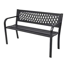 Panca da giardino con telaio in metallo per giardino, cortile, terrazza, patio, parco, caffè, 118 x 50 x 75 cm, capacità di 2 persone
