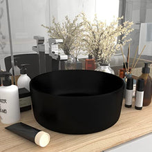 vidaXL Lavandino Lusso Rotondo Lavello per Bagno Lavabo per Toilette Sanitari Prodotti per Bagno Vaschetta Nero Opaco 40x15 cm in Ceramica