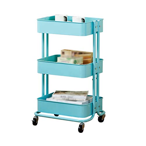 &ripiano di stoccaggio Mensole della cucina, Trolley da terra con puleggia mobile Soggiorno Camera Bagno multifunzione scaffalatura a 3 strati Scaffale di finitura