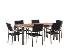 Beliani Set Giardino Tavolo Piano Legno di Eucalipto 6 Sedie Rattan 180 x 90 cm GROSSETO