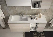 Mobile da bagno colore Rovere Tranche,specchio con luci a led,Misura: L.120 P.35 cm Top Lavabo bianco In Ocritech Con Vasca Integrata