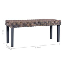 Lechnical Pratica Panca da Interni, Panca in Legno massello di Mango Rattan 110 x 35 x 45 cm (Larghezza x profondità x Altezza) -Grigio