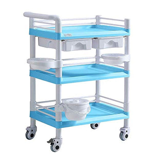 DHR- Blu Bellezza Trolley, 3-Shelf Medical rotolamento spesa for il trattamento Laboratorio, Heavy Duty spesa medica, 330lbs carico Bagagli servizio di bellezza trolley ( Taglia : 65x45x98cm )