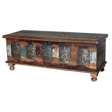 ETNIC ART Etnicart - Cassapanca indiana in legno e decorazioni con Buddha-120x46x47-LEGNO MASSELLO