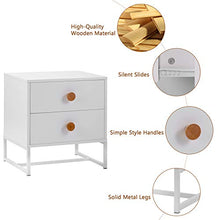 Plcnn Set di 2 comodini, comodino con 2 cassetti, in legno MDF e metallo, 48 x 39,5 x 52 cm, comodino bianco piccolo per casa, ufficio, soggiorno, camera da letto