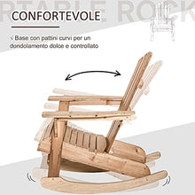 Outsunny Sedia Adirondack in Legno, Sedia a Dondolo per Giardino ed Esterni Impermeabile, 77x94x97cm Teak