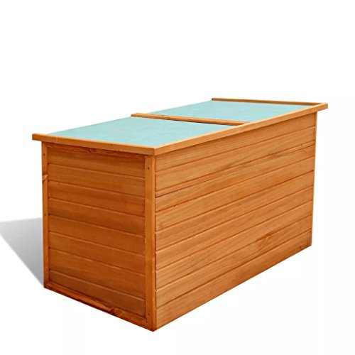 Tidyard Baule Cassapanca da Giardino in Legno, Contenitore da Esterno Multiuso, Tetto Impermeabile, Marrone 126x72x72 cm cm