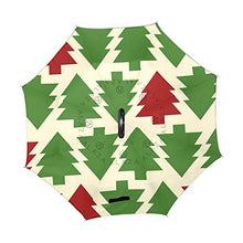 LENNEL Ombrello invertito pieghevole a doppio strato antivento design albero di Natale stampa modelli a C maniglia con strisce riflettenti di sicurezza notturna