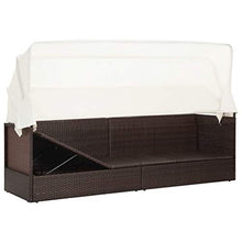 SKM Divano da Giardino con Tettoia in Polyrattan Marrone