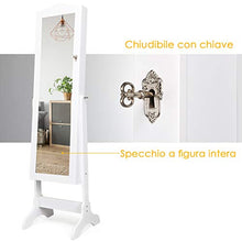 COSTWAY Armadietto Portagioie Specchio per Gioielli, Specchiera da Terra, Figura Intera, 160x45x37cm