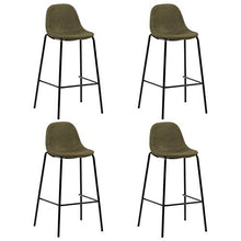 Tidyard Set 5 pz da Bar Design Moderno Alto in Tessuto Marrone/Giallo e Acciaio,Set Tavolo Rotondo e 4 Sedie da Bar Alti in Tessuto,Set Tavolo e Sedie da Cucina Design Moderno in Tessuto