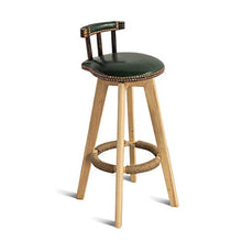 XEWNEGTZI Sedie da Bar Sgabelli da Bar Rotanti in Legno Massello, con Cuscino in PU E Schienale Basso, per Colazione, Cucina, Ristorante, Sgabelli Alti, Carico 160 kg (64 Cm, 5 Colori)(Color:Verde)