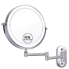 WZDD Specchio Ingranditore da Parete 10X, Specchio da Trucco con Luce LED, Doppio Lato Specchio da Bagno 360° Girevole E Rotondo, for Hotel