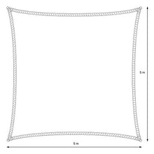 ECD Germany Vela Ombra Quadrata Tenda Parasole a Vela Quadrato 5x5 m - Crema - HDPE - con protezione UV - Inclusi cavi di tensionamento - Tenda a Vela Parasole per Giardino Quadrato Raggi UV 5x5 M