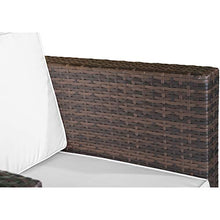 Outsunny Set Mobili da Giardino 3 Pezzi 2 Divani 1 Tavolino con Piano in Vetro Temperato Rattan Marrone