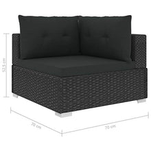 vidaXL Set Divani da Giardino 5 pz con Cuscini Foderati Lavabili Modulare Leggero Elegante Arredi da Esterno in Polyrattan Nero Telaio in Acciaio