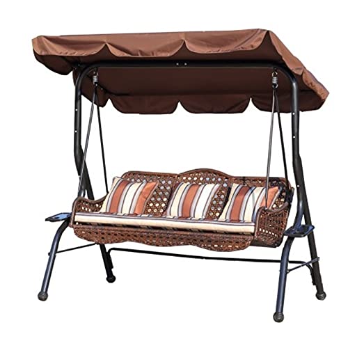 Sedia A Dondolo Deluxe per Veranda da Esterno, Sedia A Dondolo in Rattan con Baldacchino Regolabile in Inclinazione con Cuscini E Cuscino con Struttura in Acciaio Resistente alle Intemperie