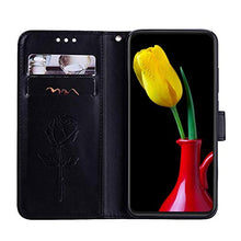 Robinsoni Cover Compatibile con Samsung Galaxy Grand Prime G530 Case Scintillare Glitters Lucido Portafoglio Libro Custodia Retro 3D Rosa Stampato Pelle PU Libretto Cover Foglio Flip Fiore Caso, Nero