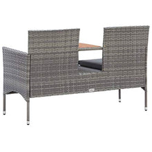 vidaXL Panca da Giardino a 2 Posti con Tavolino Panchina con Tavolinetto Sedile da Esterni Sedia Mobili da Giardino per Patio 143 cm Polyrattan Grigio