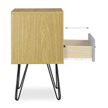 Relaxdays Comodino da Letto rétro, con cassetto, Effetto Legno, Gambe in Metallo, Vintage, Marrone, H x L x P 60 x 40 x 35 cm