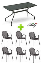 EMU Tavolo per Esterno Cambi 160 x 80 CM Art. 809 + 6 POLTRONE Ronda - Prodotti in Ferro ZINCATO E Verniciato A POLVERI - Colore Ferro Antico Fantasia 22 Prodotto Made in Italy