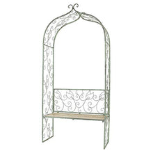 YICO Terrazza Arco da Giardino Pergolato con Panca in Acciaio, 235 cm di Altezza X 110 cm di Larghezza, Arco Decorativo per Interni/Esterni per Piante Rampicanti, Verde