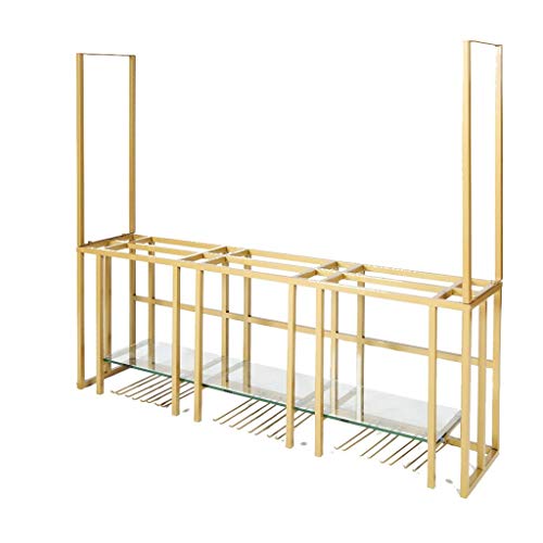 SBDLXY Portabottiglie a Doppio Strato con lastra di Vetro per Cucina, Sala da Pranzo, Bar o Cantina per Vini - Decorazione nordica per soffitto a Parete Portabottiglie e Bicchieri da Vino - Telaio