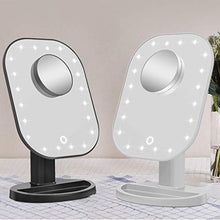 QVIVI Specchio per Trucco a LED con Luce da Tavolo Touch Specchio cosmetico Ricarica USB 10 Volte Ingrandisci Beauty Vanity Mirror Black