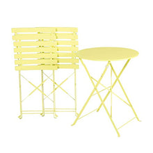 Beliani Set da Esterno 3 Pezzi Tavolino 2 Sedile Pieghevoli Metallo Verde Limone Fiori