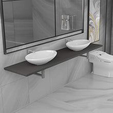 Set Mobili da Bagno 3 pz in Ceramica Grigia