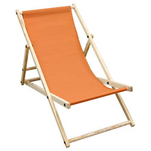 ECD Germany Sedia Sdraio Pieghevole in Legno di Pino e Tessuto Oxford - fino a 120 kg - Colore Arancione - Lettino Prendisole Spiaggia Balcone Giardino Terrazza Piscina Spiaggina da Esterno Resistente